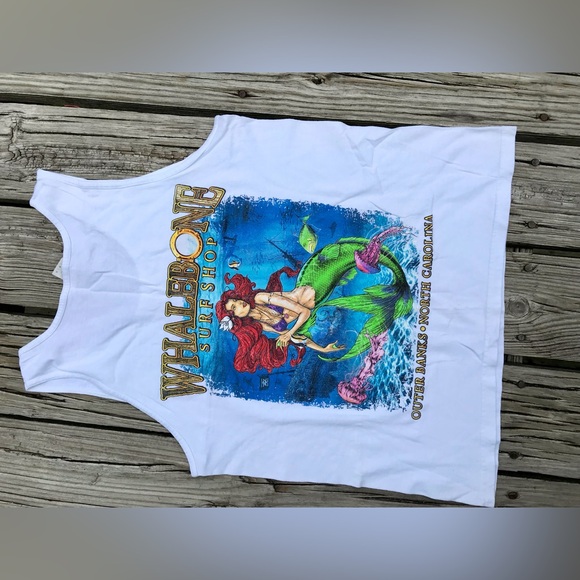 Mens M WHALEBONE Surf Shop Back Graphic Mermaid Muscle Tank Top Tee Tshirt Surf - Picture 2 of 7